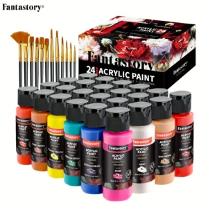 Acrylic Paint Set With 12 Brushes